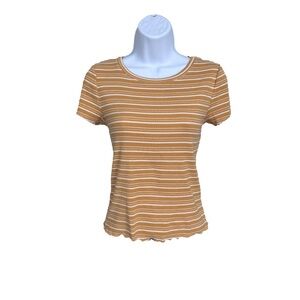 Aeropostale Mustard and White Striped Tee